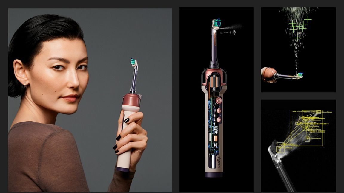 The Dyson CameraJet toothbrush with rinse and paste